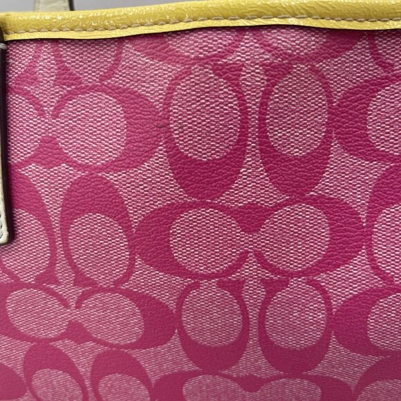 Coach Women’s Signature Carryall Bag – Yellow/Pink – Style F22908 - Picture 12 of 16